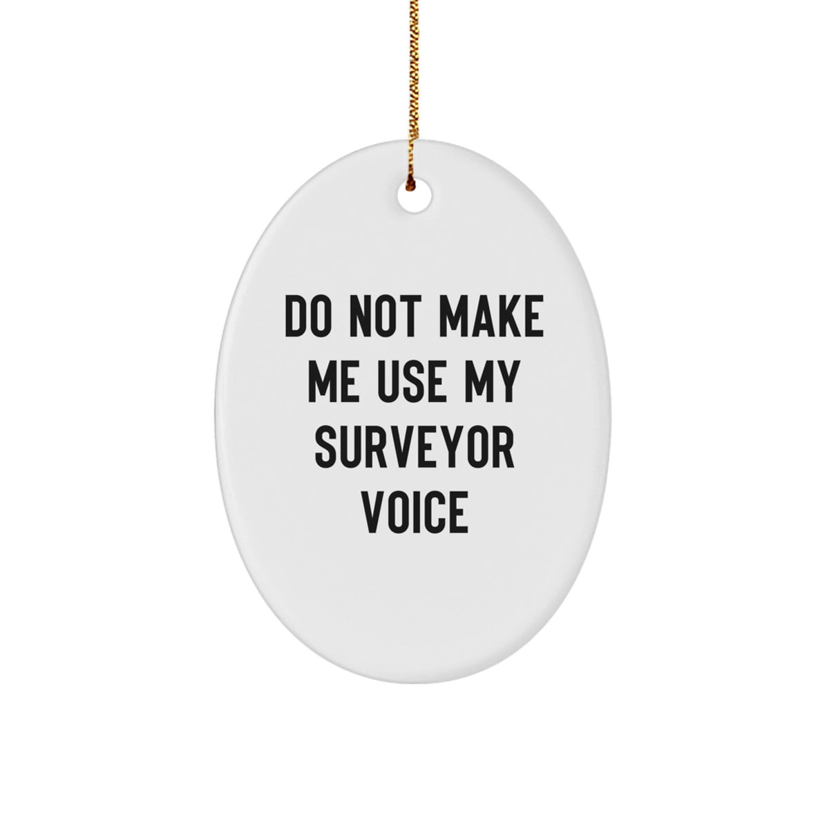 Surveyor Oval Ornament Gifts from Friends for Christmas, Do Not Make Me Use My Surveyor Voice - Image 1