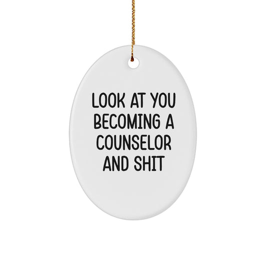 Funny Counselor Oval Ornament, Gifts from Friends for Men and Women, Christmas Unique Gifts for Counselor - Image 1