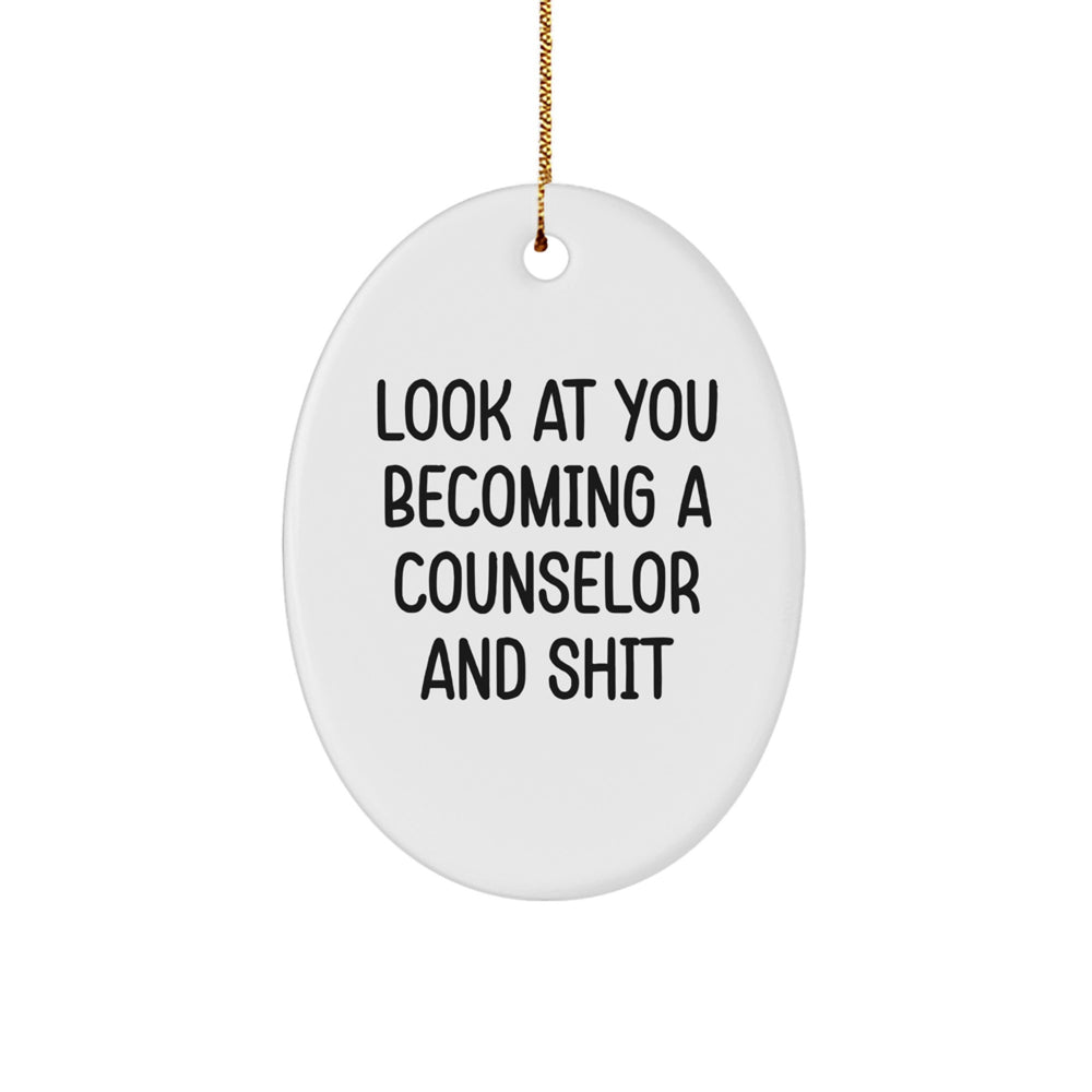 Funny Counselor Oval Ornament, Gifts from Friends for Men and Women, Christmas Unique Gifts for Counselor - Image 1