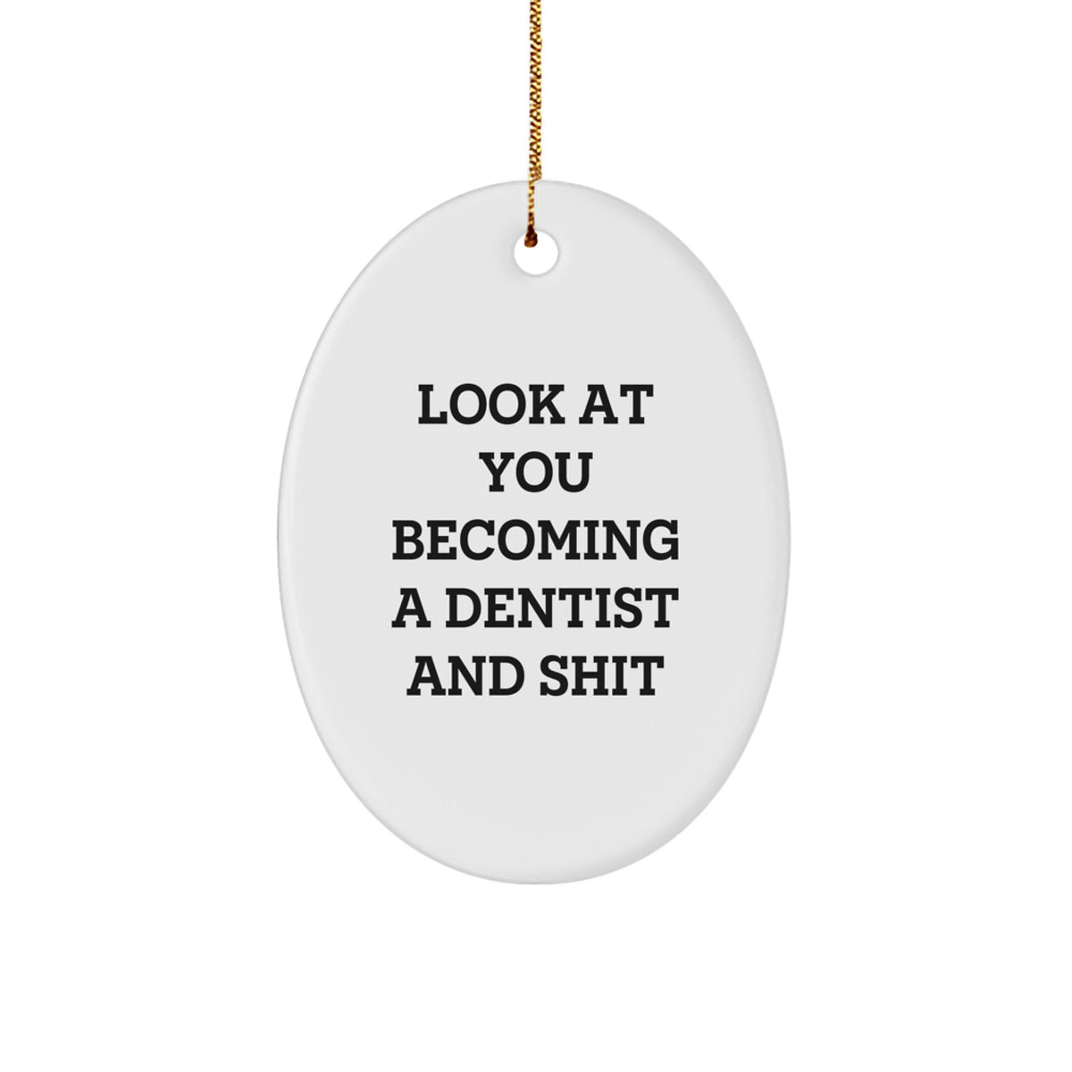 Funny Dentist Gifts for Him - Look At You Becoming A Dentist And Shit Oval Ornament, Gift from Friends, Perfect for Christmas - Image 1