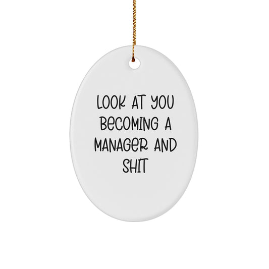 Manager Oval Ornament, Funny Quote Gifts for Manager, Christmas Unique Gifts from Friends, Gifts for Manager - Image 1