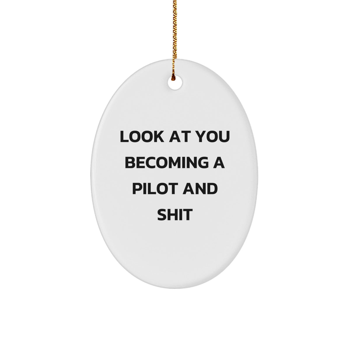 Pilot Gifts, Funny Quote Oval Ornament, 'Look At You Becoming A Pilot And Shit', Christmas Unique Gifts from Friends and Family - Image 1