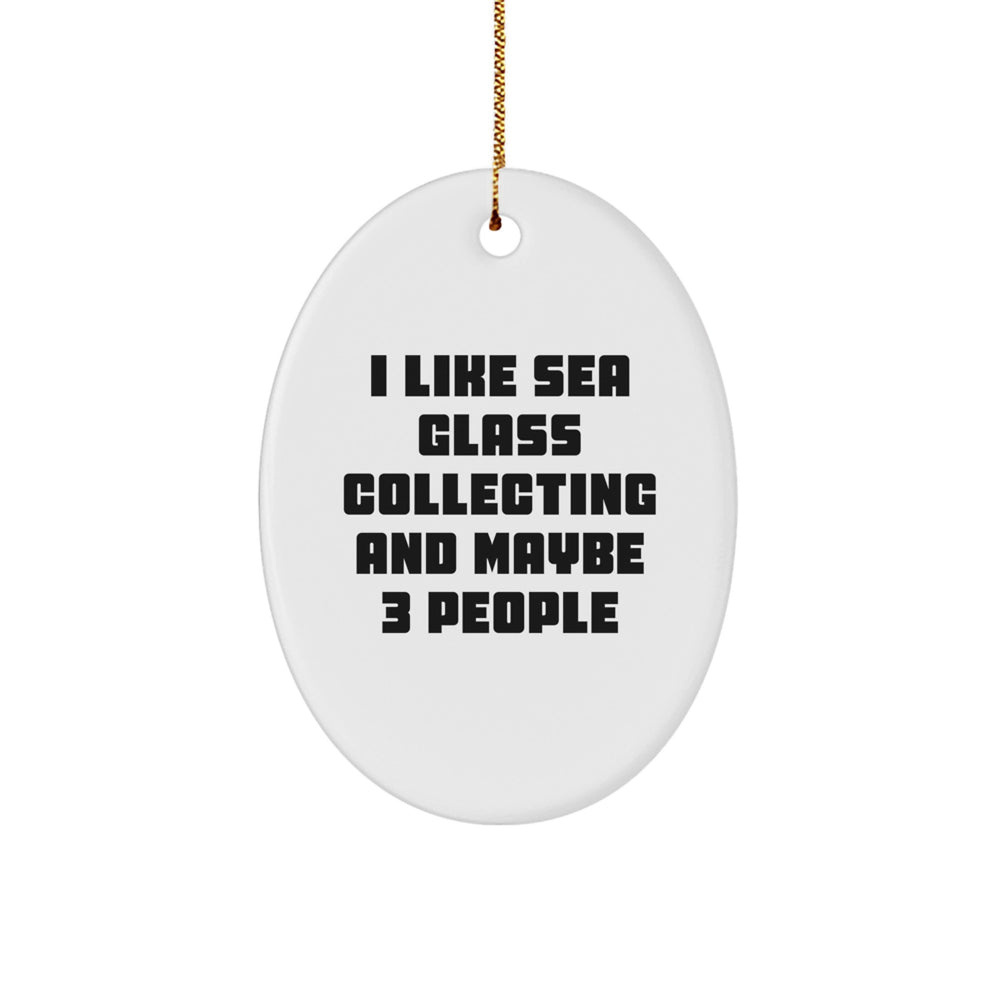 Unique Sea Glass Collecting Oval Ornament Gifts from Friends - I Like Sea Glass Collecting and Maybe 3 People, Perfect for Christmas - Image 1