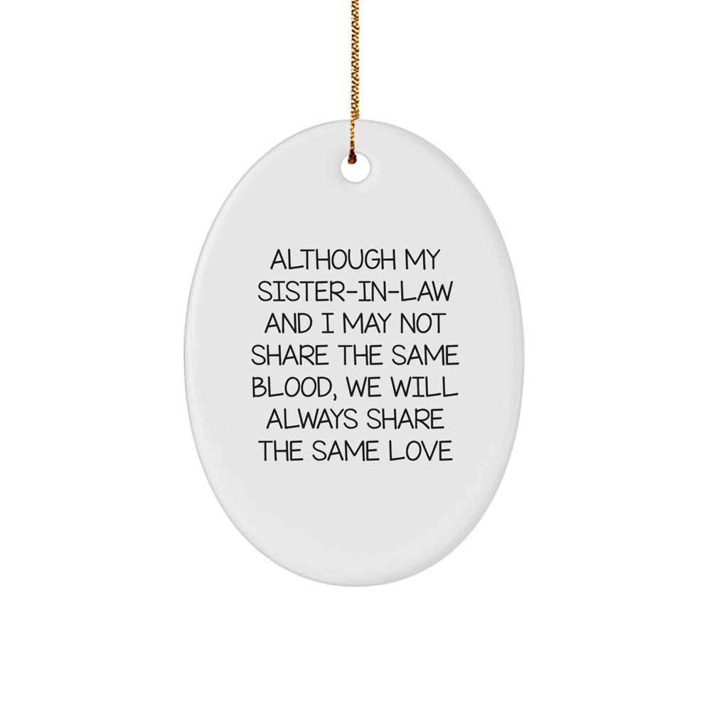 Sister-in-law Gifts from Men - Oval Ornament with Inspirational Quote - 'Love' for Christmas - Image 1