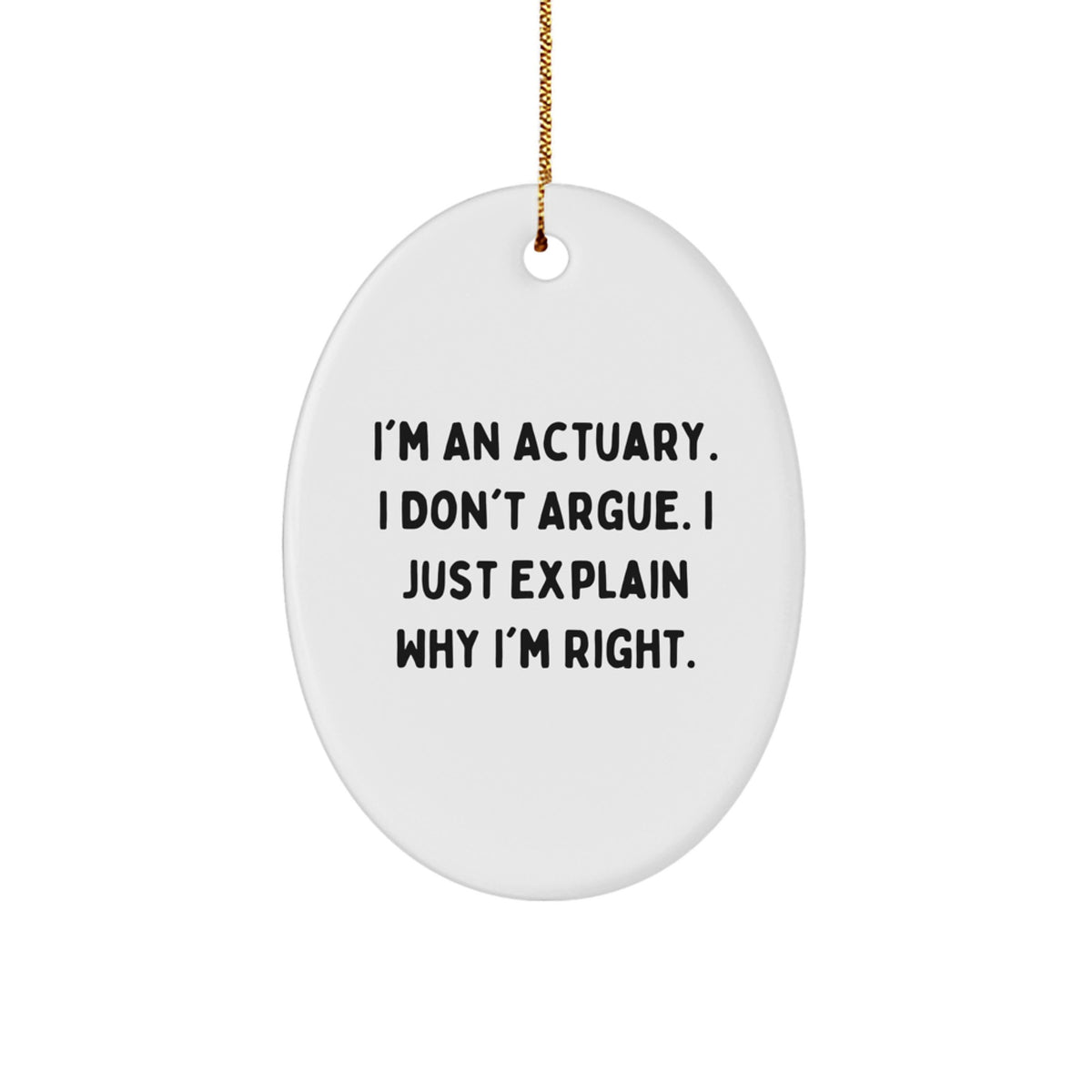 Actuary Gifts from Men to Friends - Oval Ornament with Funny Quote - Christmas Unique Gifts for Actuary Enthusiasts - Image 1