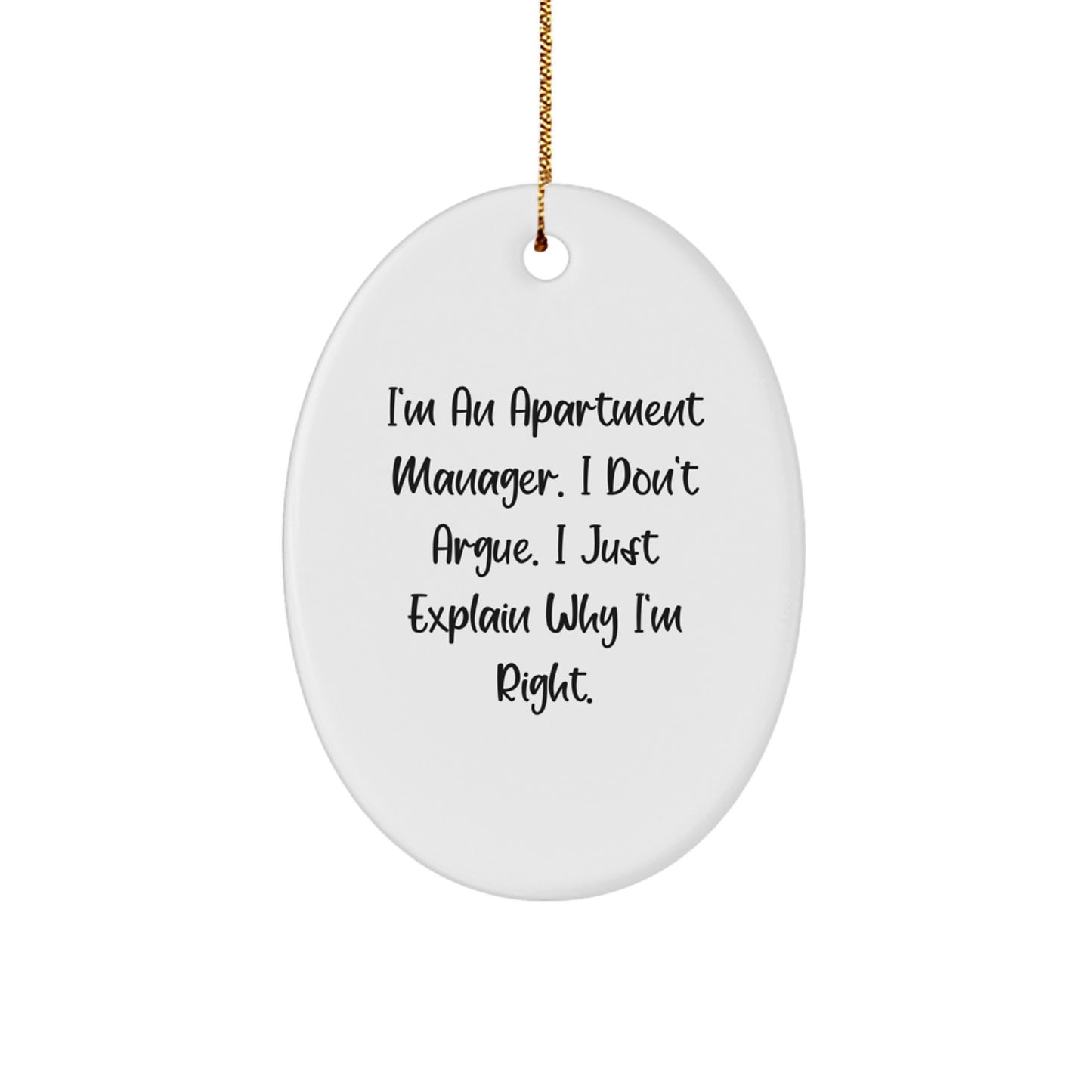 Funny Apartment Manager Oval Ornament, Gifts from Family for Apartment Manager, Christmas Unique Gifts - Image 1
