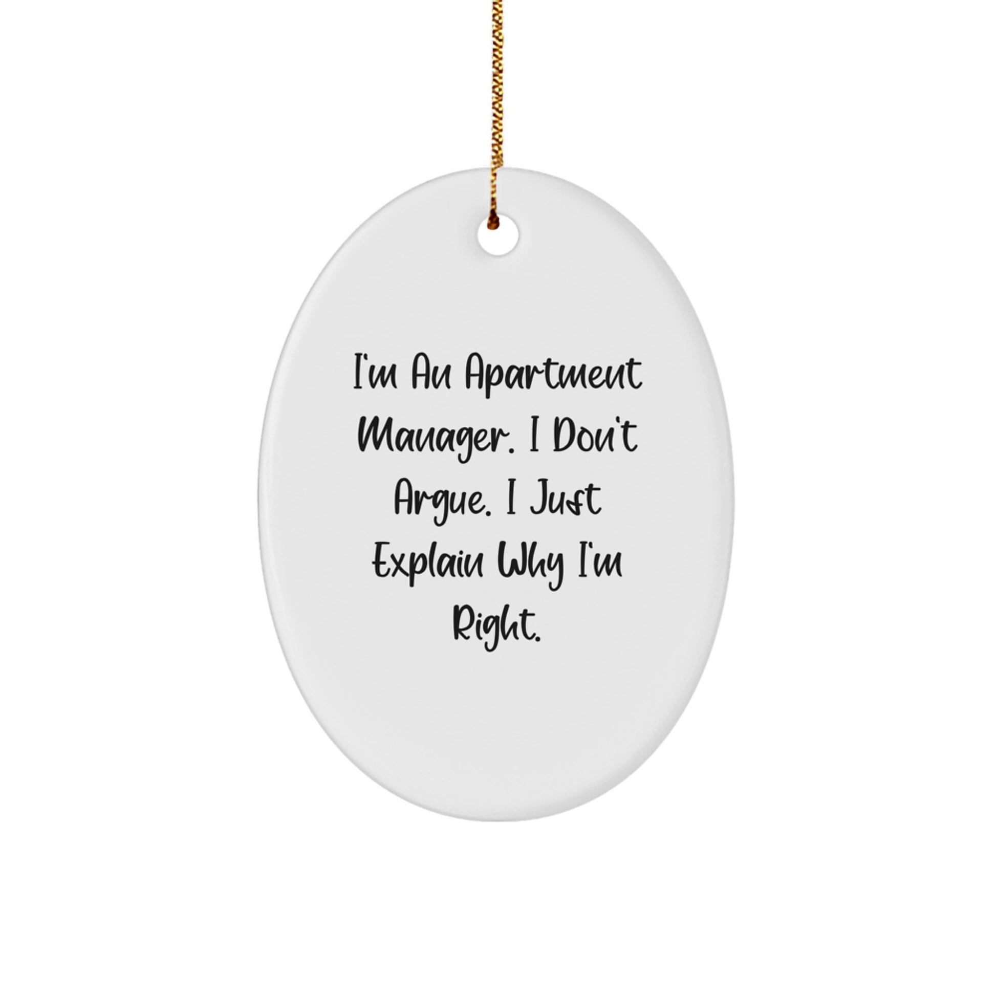 Funny Apartment Manager Oval Ornament, Gifts from Family for Apartment Manager, Christmas Unique Gifts - Image 1