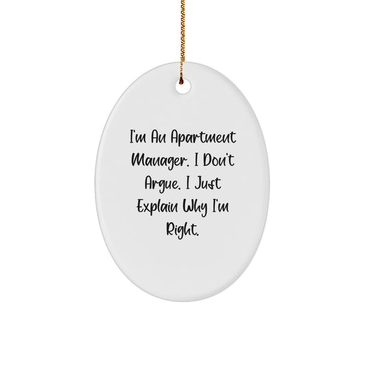 Funny Apartment Manager Oval Ornament, Gifts from Family for Apartment Manager, Christmas Unique Gifts - Image 1