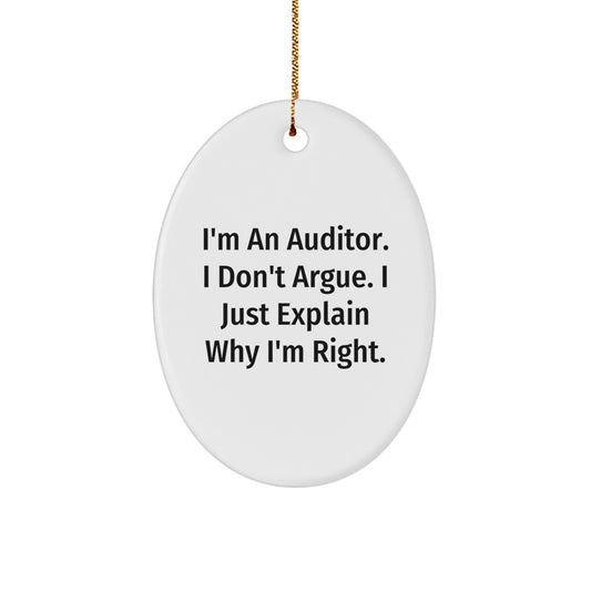 Auditor Humor Oval Ornament, Gifts from Men to Auditor Friends, Funny Christmas Decor - Image 1