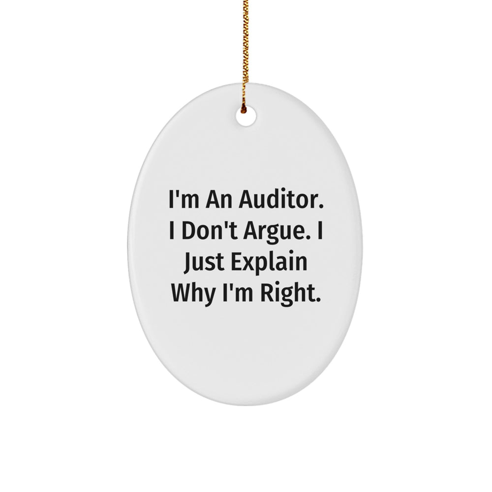 Auditor Humor Oval Ornament, Gifts from Men to Auditor Friends, Funny Christmas Decor - Image 1