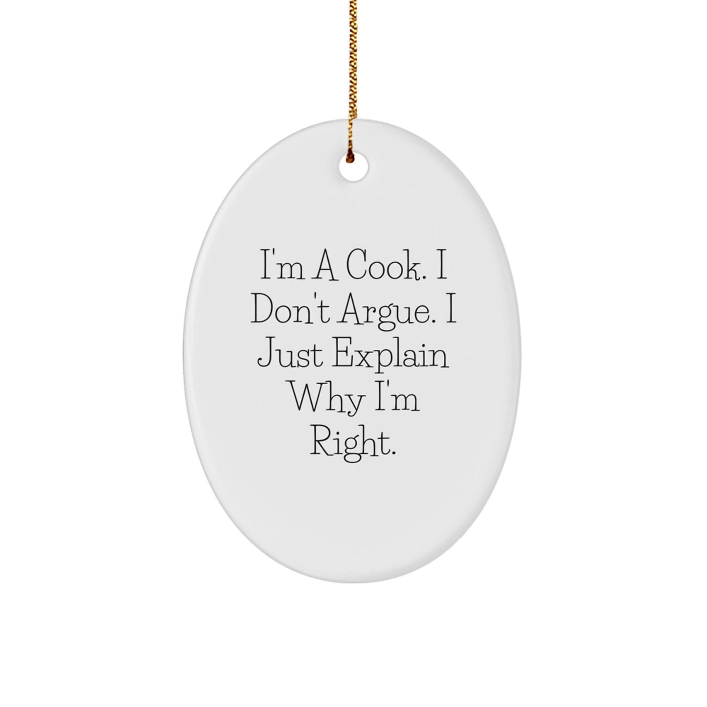 Cook Oval Ornament Keepsake for Him Holiday Christmas Tree Gift - Image 1