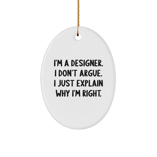 Designer Gifts for Him, Funny Oval Ornament for Christmas Unique Gifts from Men to Friends - Image 1