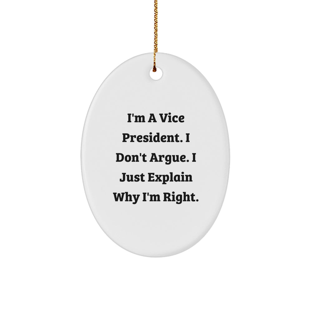 Funny Vice President Gifts, Oval Ornament with Inspirational Quote, Ideal Gifts from Men to Vice President for Christmas, Gifts for Vice President's Office Decor, Unique Oval Shape - Image 1