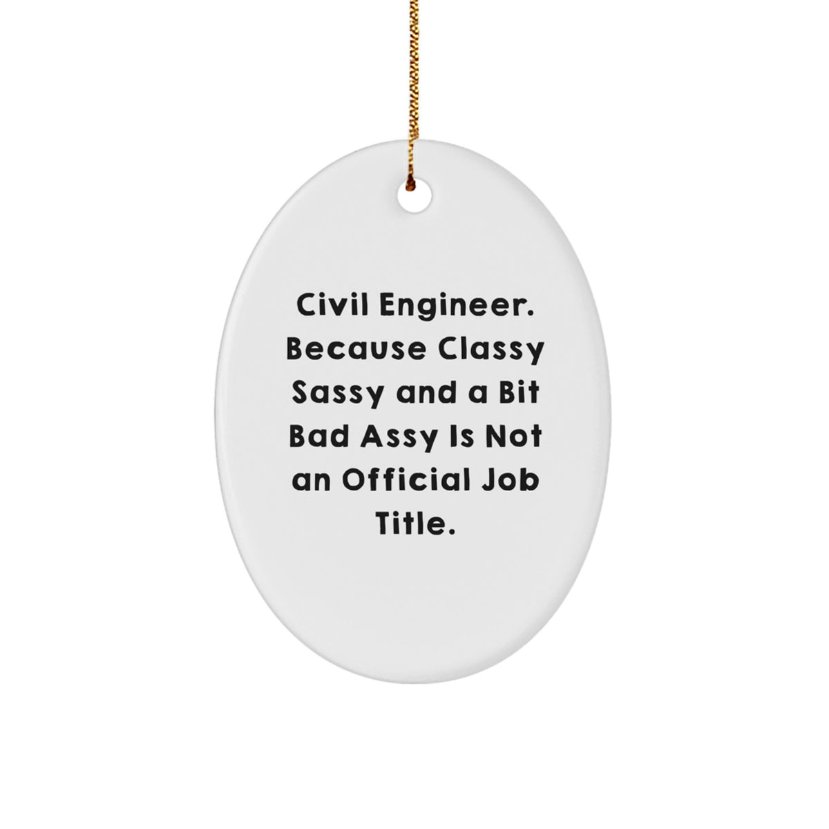 Civil Engineer Gifts, Fun and Sassy Oval Ornament, Gifts from Friends for Civil Engineer, Funny Christmas Memorable Present - Image 1