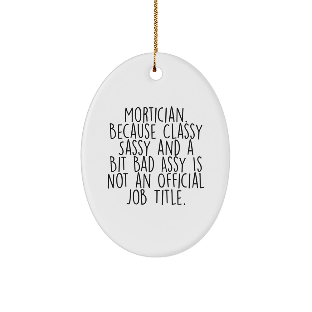 Mortician Gifts from Friends - Oval Ornament with Funny Quote - Unique Christmas Unique Gifts for Mortician - Image 1