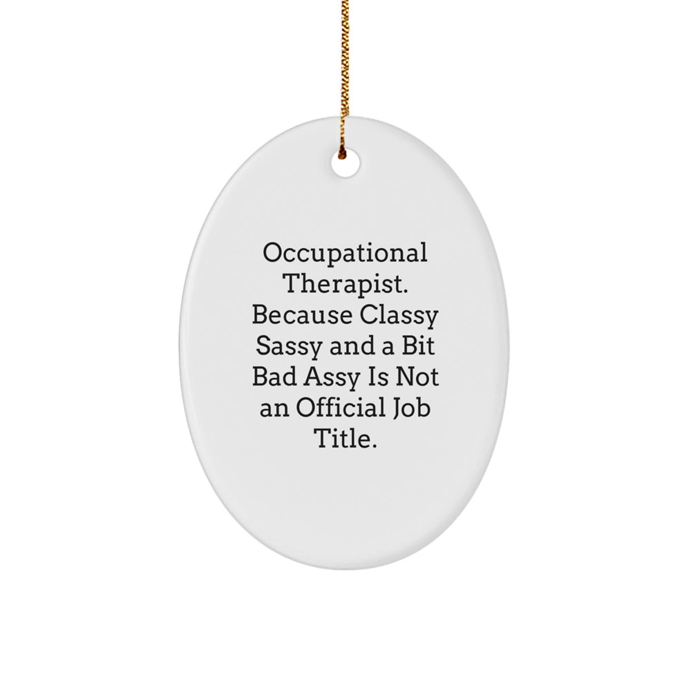 Occupational Therapist Gifts from Friends, Funny Quote Oval Ornament, Christmas Unique Gifts for Occupational Therapist, Classy Sassy And A Bit Fearlessy Is Not An Official Job Title - Image 1