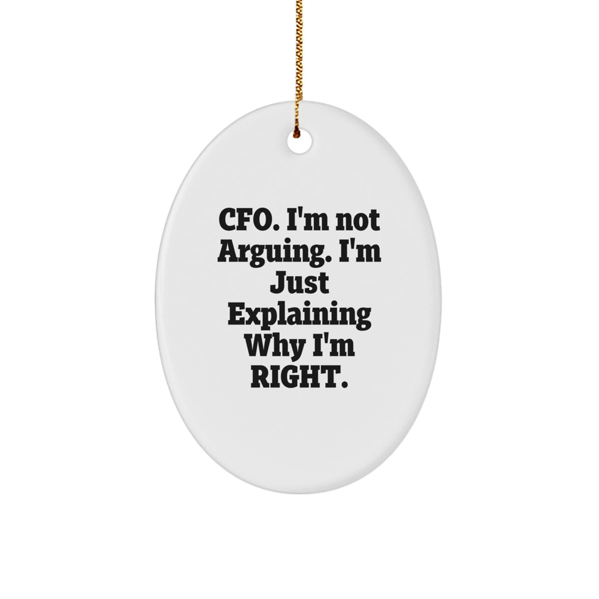 Funny CFO Gifts from Men to CFOs on Christmas Oval Ornament with 'I'm Not Arguing...' - Image 1