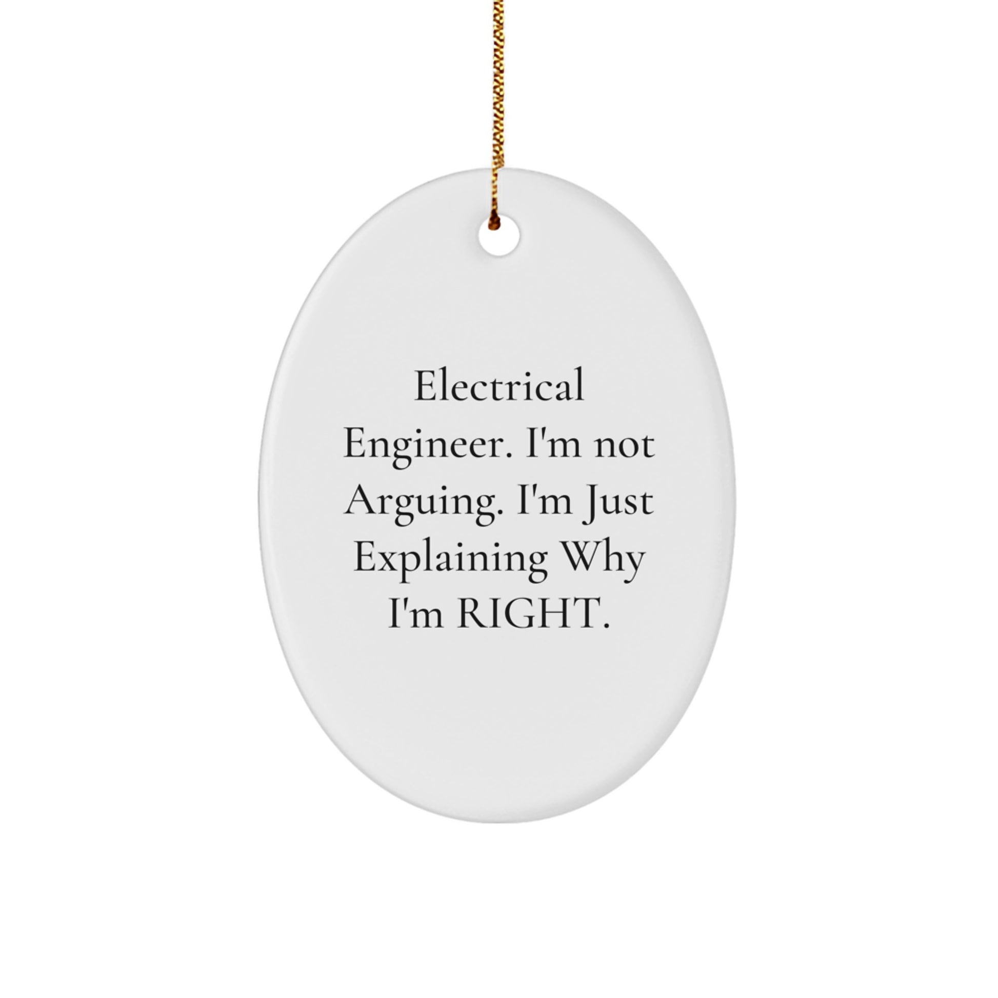 Electrical Engineer Gifts, 'I'm Not Arguing. I'm Just Explaining Why I'm Right.' Oval Ornament, Christmas - Image 1