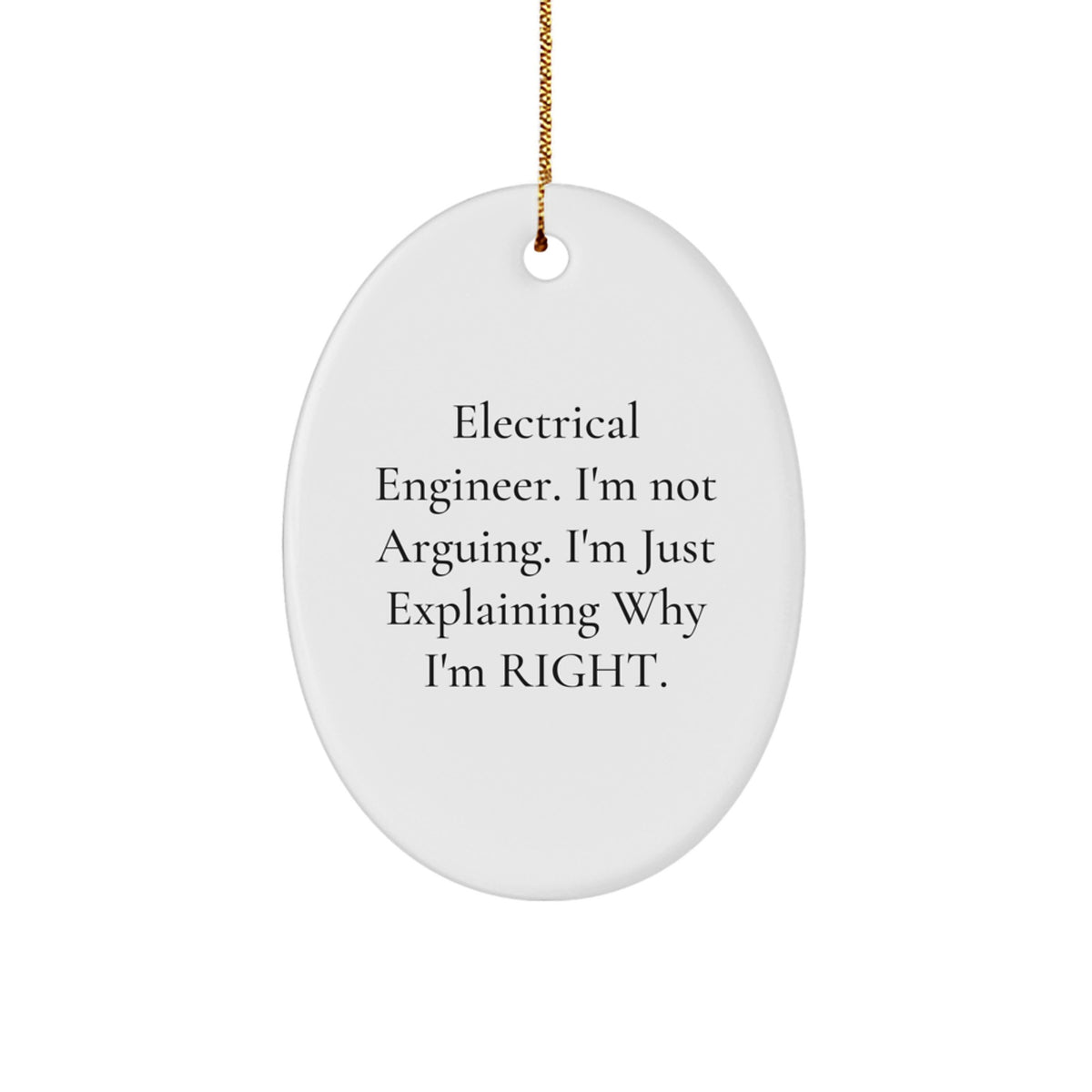 Electrical Engineer Gifts, 'I'm Not Arguing. I'm Just Explaining Why I'm Right.' Oval Ornament, Christmas - Image 1