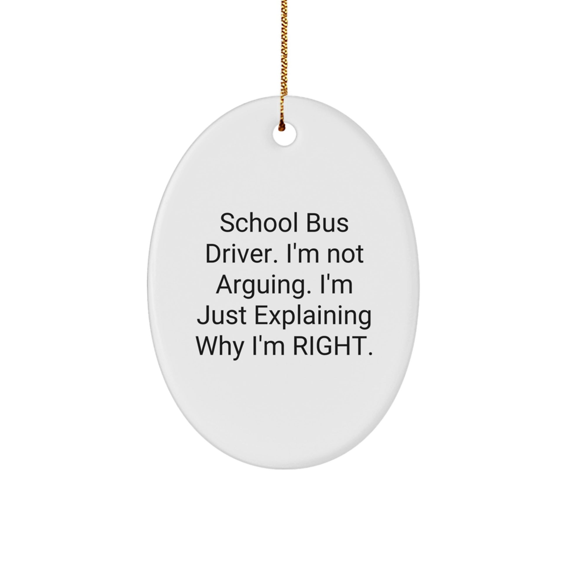 School Bus Driver Gifts from Friends - Oval Ornament with Funny Quote - Unique Christmas Unique Gift for School Bus Driver - Image 1