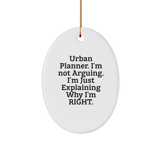 Urban Planner Gifts from Friends - Funny Oval Ornament for Urban Planner, Oval Shaped, White, Christmas Unique Gifts - Image 1