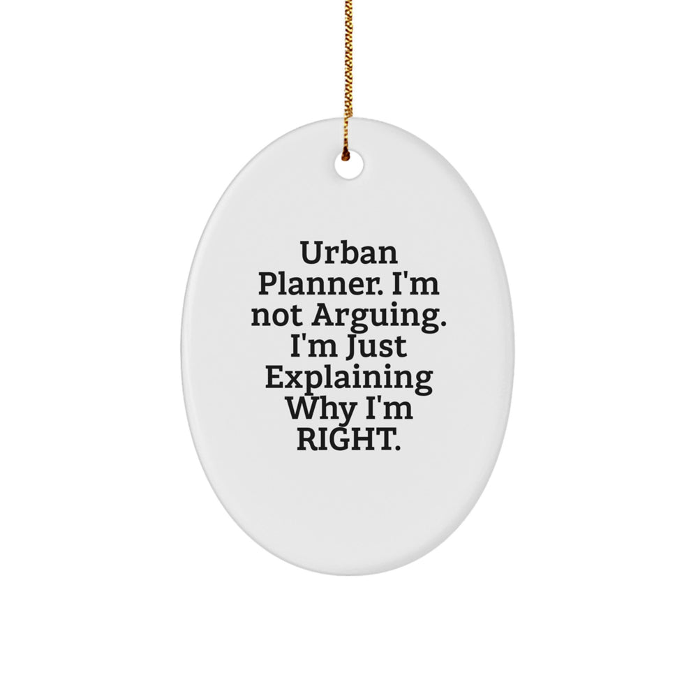 Urban Planner Gifts from Friends - Funny Oval Ornament for Urban Planner, Oval Shaped, White, Christmas Unique Gifts - Image 1