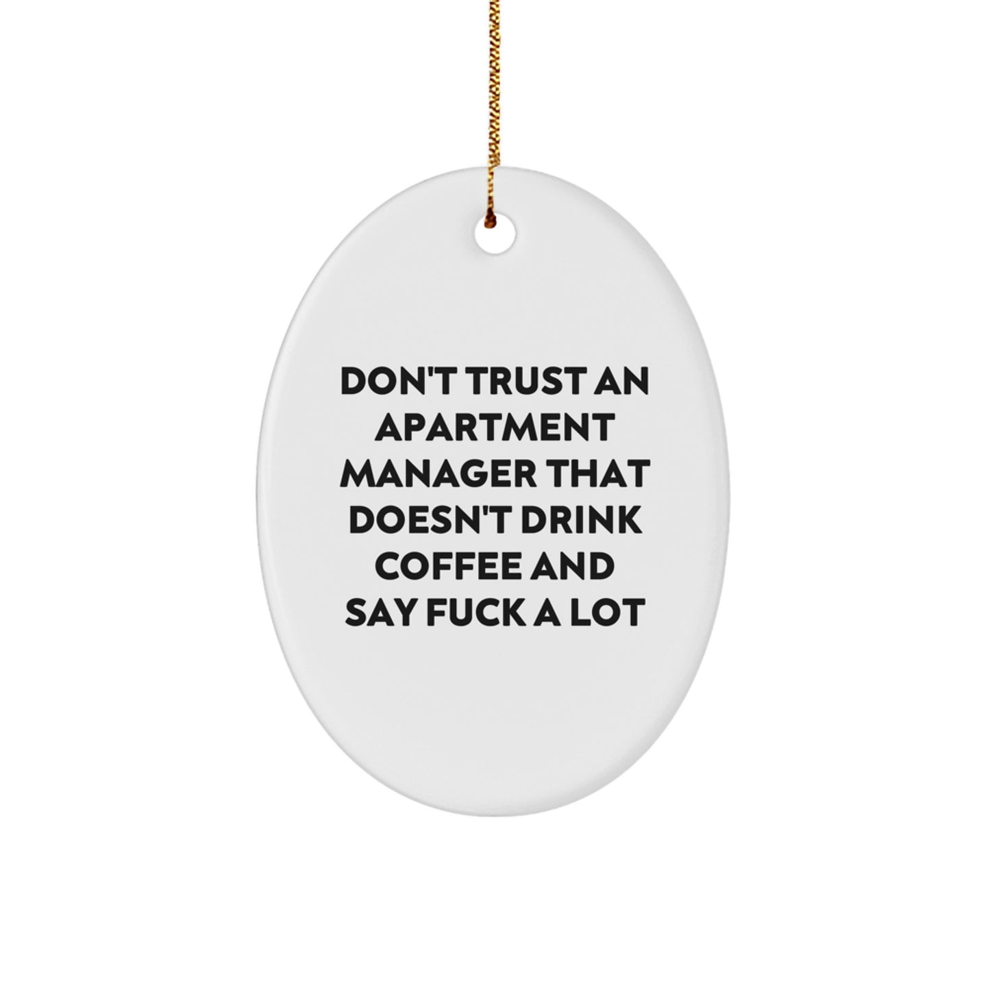 Gifts from Friends, Coworkers, or Family - Funny Apartment Manager Oval Ornament for Men, Women, or Coworkers 'Don't Trust...' - Image 1