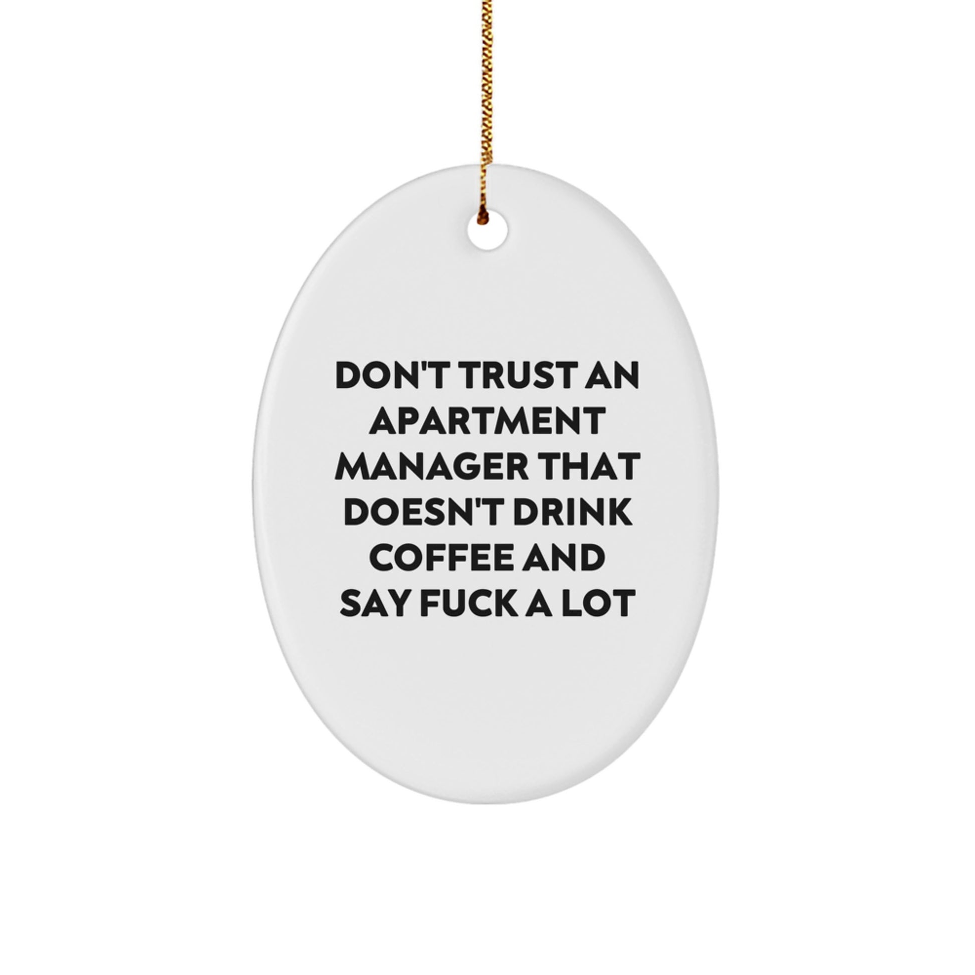 Gifts from Friends, Coworkers, or Family - Funny Apartment Manager Oval Ornament for Men, Women, or Coworkers 'Don't Trust...' - Image 1