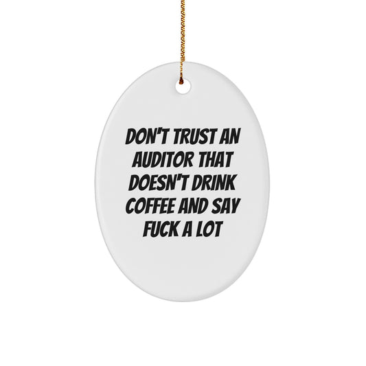 Funny Auditor Gifts - Oval Ornament, White, Christmas Unique Presents from Friends to Auditors - Image 1
