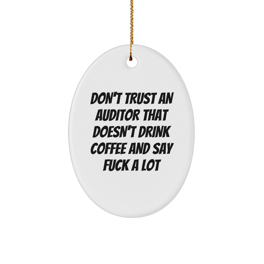 Funny Auditor Gifts - Oval Ornament, White, Christmas Unique Presents from Friends to Auditors - Image 1