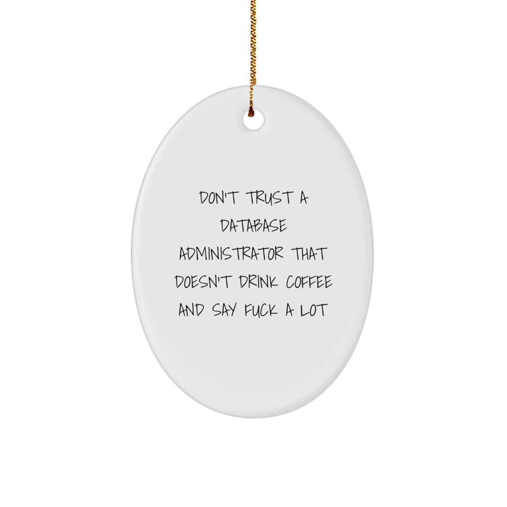 Funny Database Administrator Gifts from Friends for Christmas - Oval Ornament with 'Don't Trust...' - Image 1