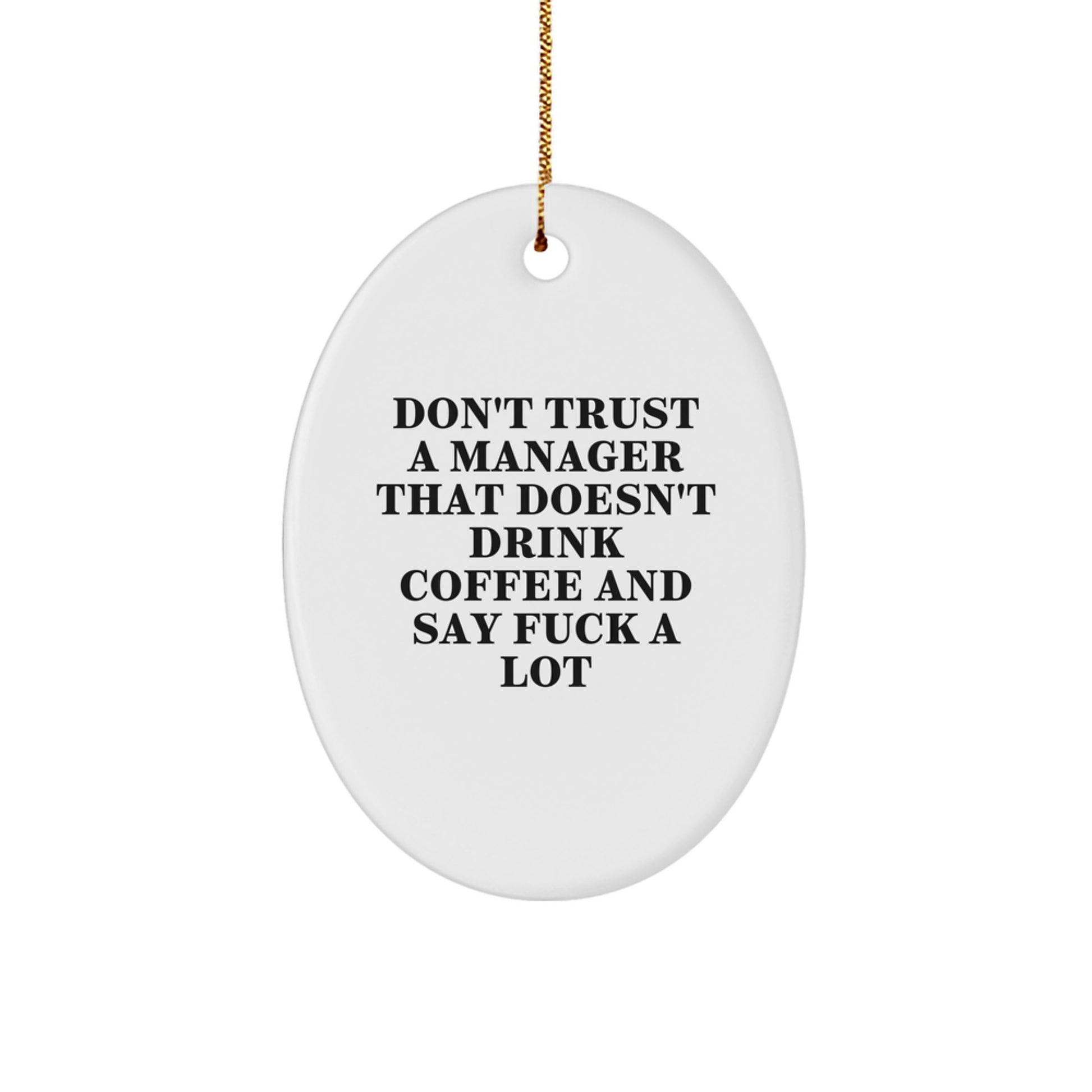 Gifts from Coworkers for Managers - Funny Oval Ornament with Quote - Christmas Unique Gifts for Men - Image 1