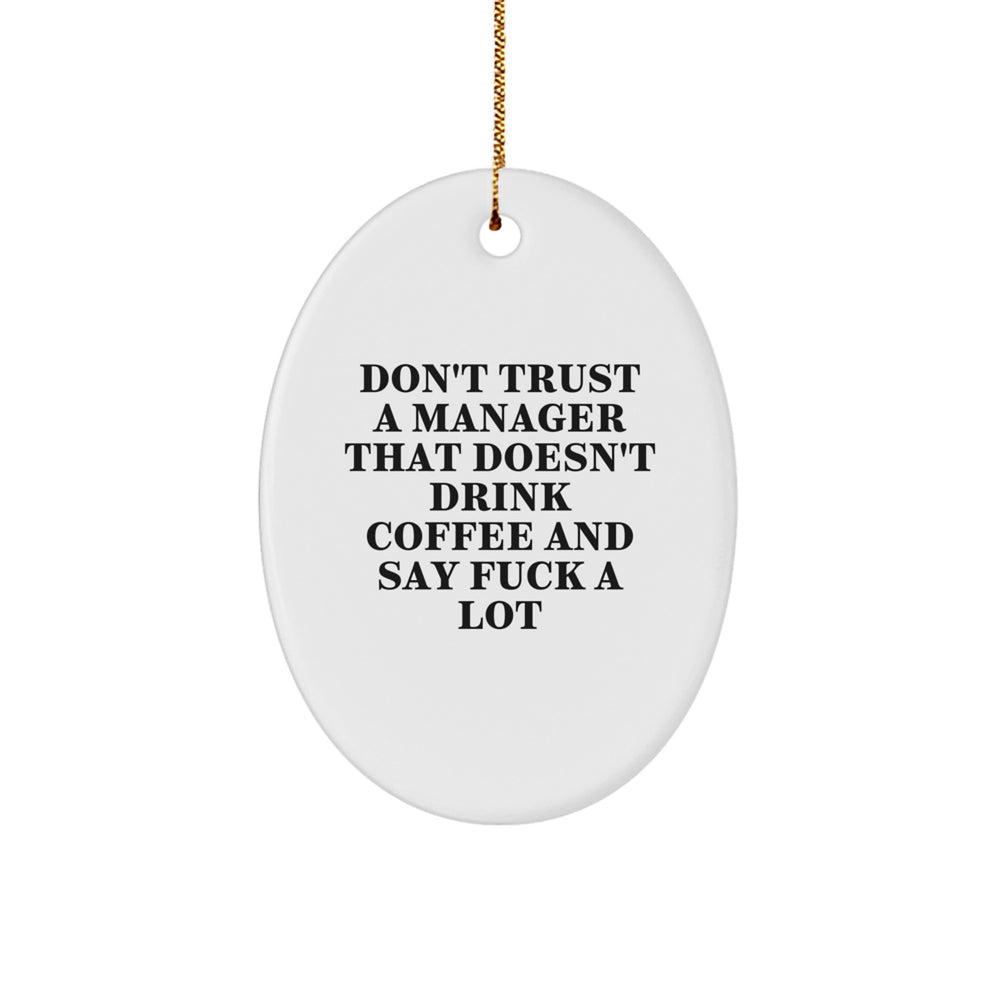 Gifts from Coworkers for Managers - Funny Oval Ornament with Quote - Christmas Unique Gifts for Men - Image 1
