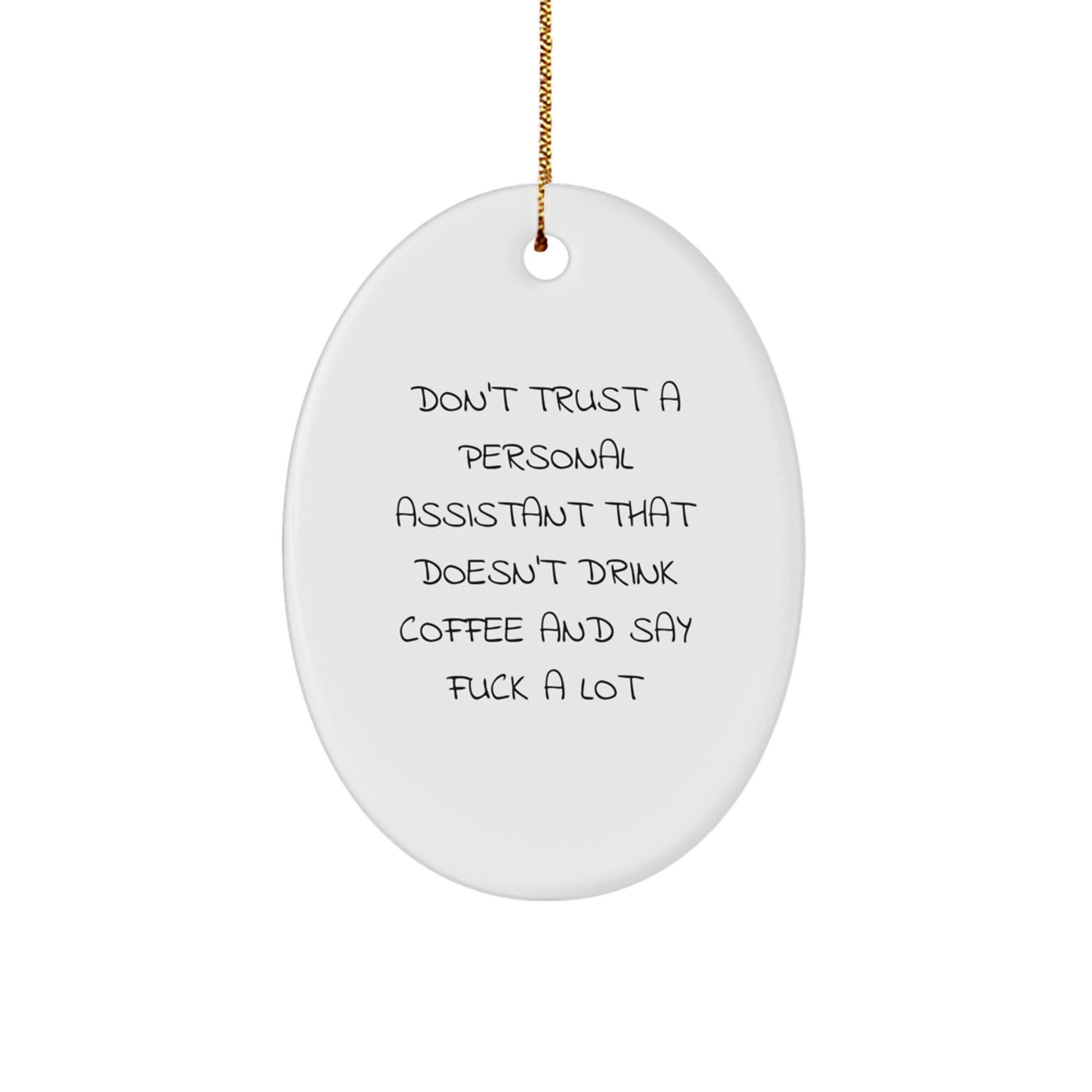 Funny Personal Assistant Gifts from Friends - Oval Ornament for Her, Him, or Office Decor - 'Don't Trust...' Quote - Christmas Unique Gifts - Image 1