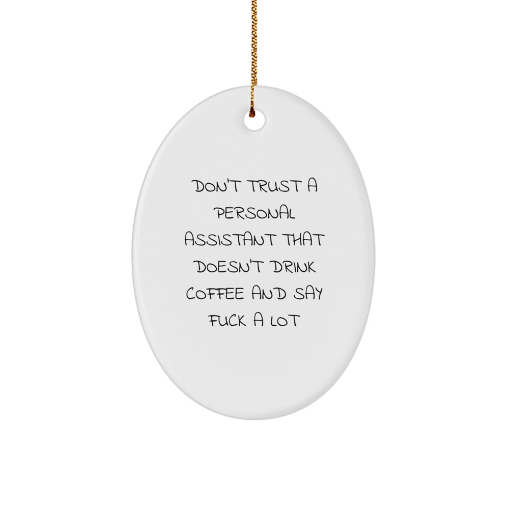 Funny Personal Assistant Gifts from Friends - Oval Ornament for Her, Him, or Office Decor - 'Don't Trust...' Quote - Christmas Unique Gifts - Image 1