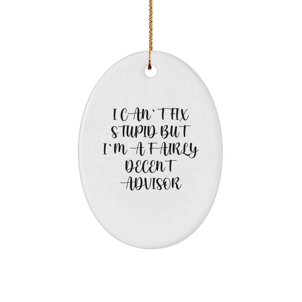 Fairly Decent Advisor Gifts from Friends, Oval Ornament with Funny Quote for Christmas, Gifts for Advisor - Image 1