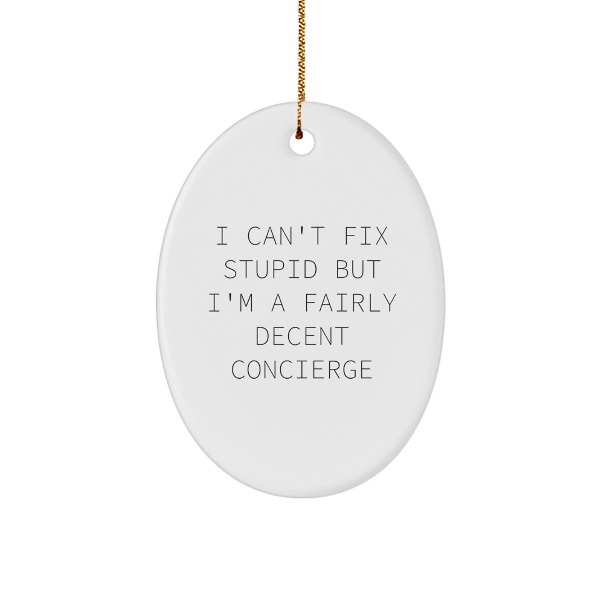 Concierge Christmas Ornament Gift for Family - I Can't Fix Stupid - Image 1
