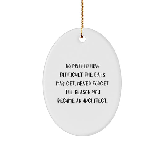Architect Gifts from Men, Funny Oval Ornaments for Friends, Never Forget the Reason You Became an Architect, Unique Christmas Unique Gifts for Family - Image 1