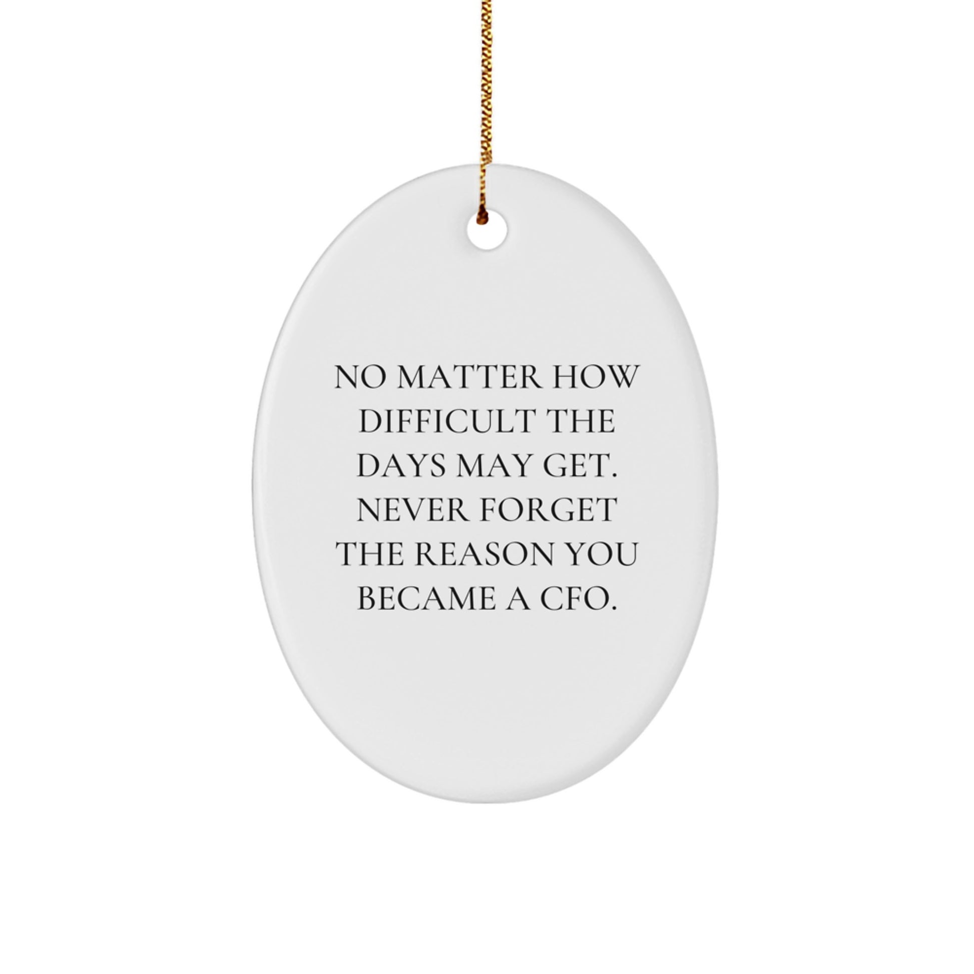 Inspirational CFO Gifts from Friends for Him or Her - Oval Ornament with Quote 'No Matter How Difficult The Days May Get. Never Forget The Reason You Became A CFO' - Christmas Unique Gifts - Image 1