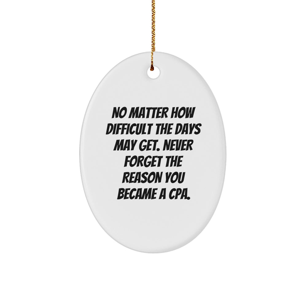 Inspirational CPA Gifts for Men, Oval Ornament from Family, Friends, or Coworkers - 'No Matter How Difficult The Days May Get, Never Forget The Reason You Became A CPA.' - Image 1