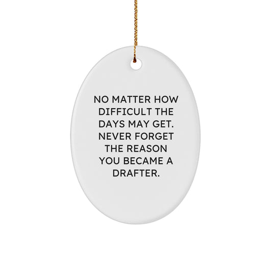 Inspirational Drafter Gifts for Men - Oval Ornament with Funny Quote, 'No Matter How Difficult The Days May Get. Never Forget The Reason You Became A Drafter.' - Gifts from Family for Christmas - Image 1