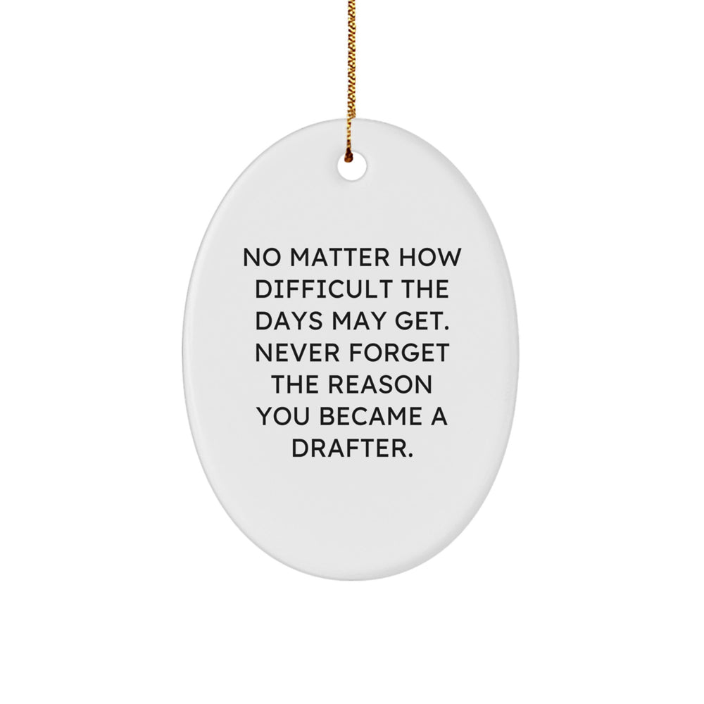 Inspirational Drafter Gifts for Men - Oval Ornament with Funny Quote, 'No Matter How Difficult The Days May Get. Never Forget The Reason You Became A Drafter.' - Gifts from Family for Christmas - Image 1