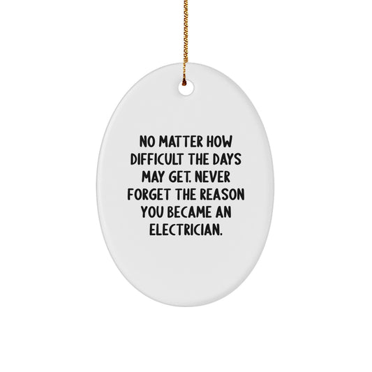 Electrician Gifts from Men - Oval Ornament for Christmas - Inspirational Quote - Image 1