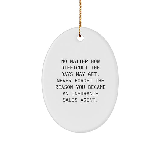 Inspiration for Insurance Sales Agent, Gifts for Him, Funny Oval Ornament, Christmas Unique Gifts from Friends - Image 1