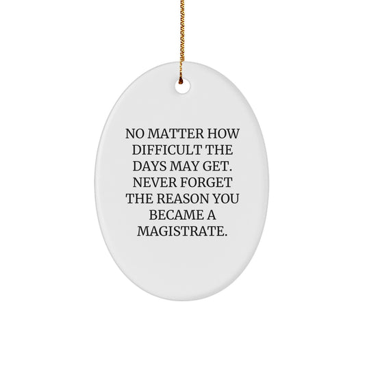 Magistrate Oval Ornament Gifts from Men for Christmas Inspirational Reminders Never Forget the Reason You Became a Magistrate, Oval Shaped White Color, Perfect for Magistrate Gifts - Image 1