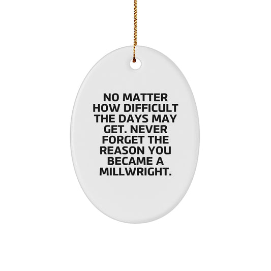 Funny Millwright Gifts from Friends and Family - Oval Ornament, Inspirational Quote, Christmas Unique Gifts, Millwright Decor, Oval Ornament Shaped, White Color - Image 1