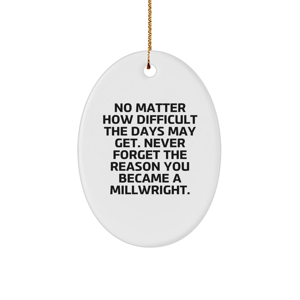 Funny Millwright Gifts from Friends and Family - Oval Ornament, Inspirational Quote, Christmas Unique Gifts, Millwright Decor, Oval Ornament Shaped, White Color - Image 1