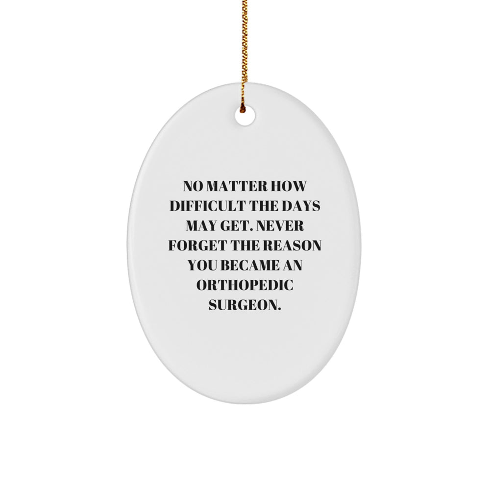Orthopedic Surgeon Gifts from Friends - Inspirational Oval Ornament for Men and Women - No Matter How Difficult The Days May Get. - Christmas Unique Gifts - Image 1