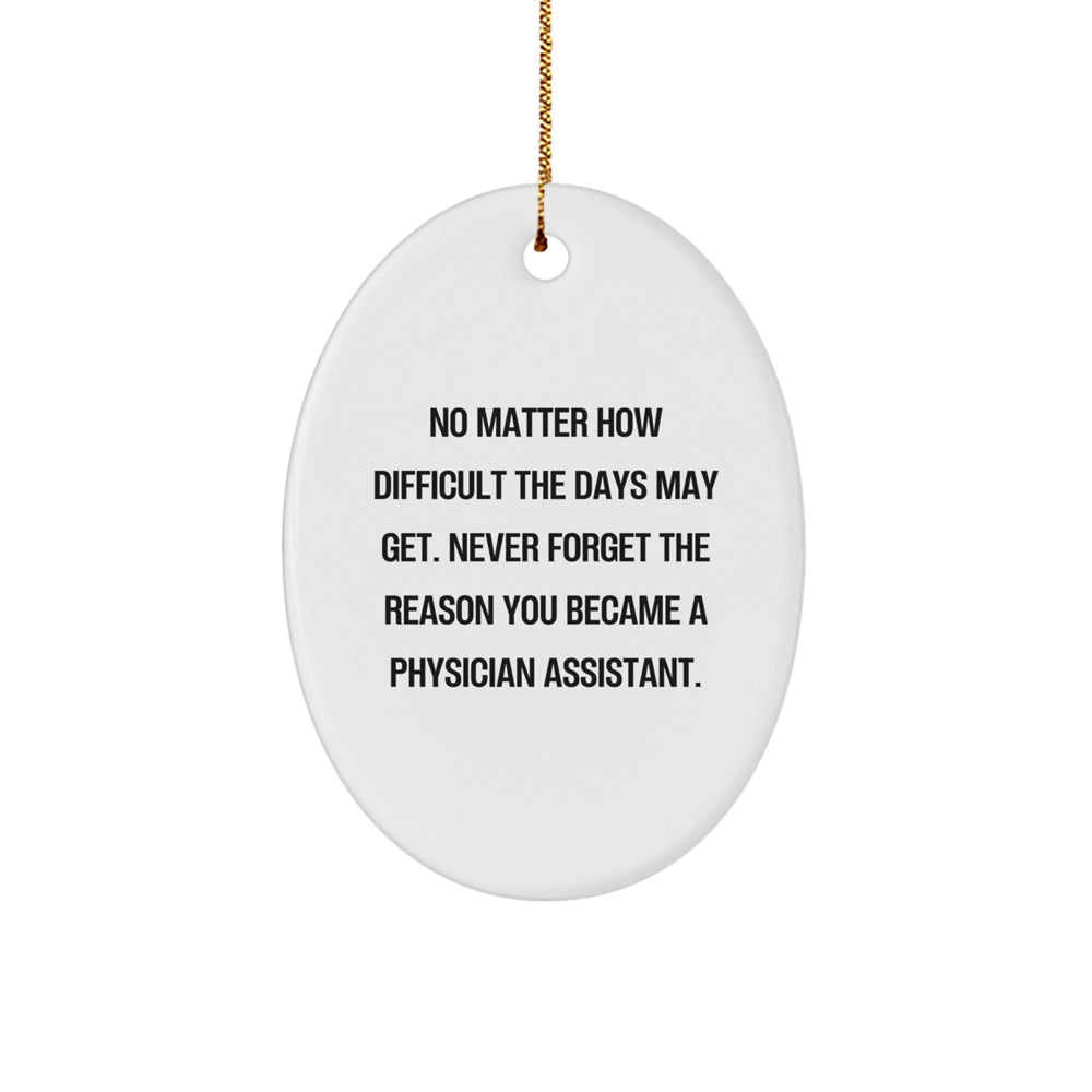 Physician Assistant Gifts, Inspirational Quote Oval Ornament, Gifts from Men to Friends, Christmas Unique Gifts for Physician Assistant, Never Forget the Reason You Became a PA - Image 1