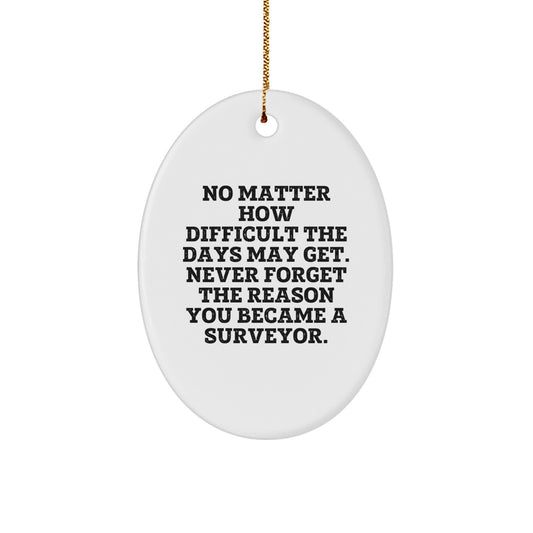 Funny Surveyor Oval Ornament Gifts for Men Women Friends Family from Friends - Never Forget Your Passion - White Oval Shaped Christmas Unique Gifts - Image 1
